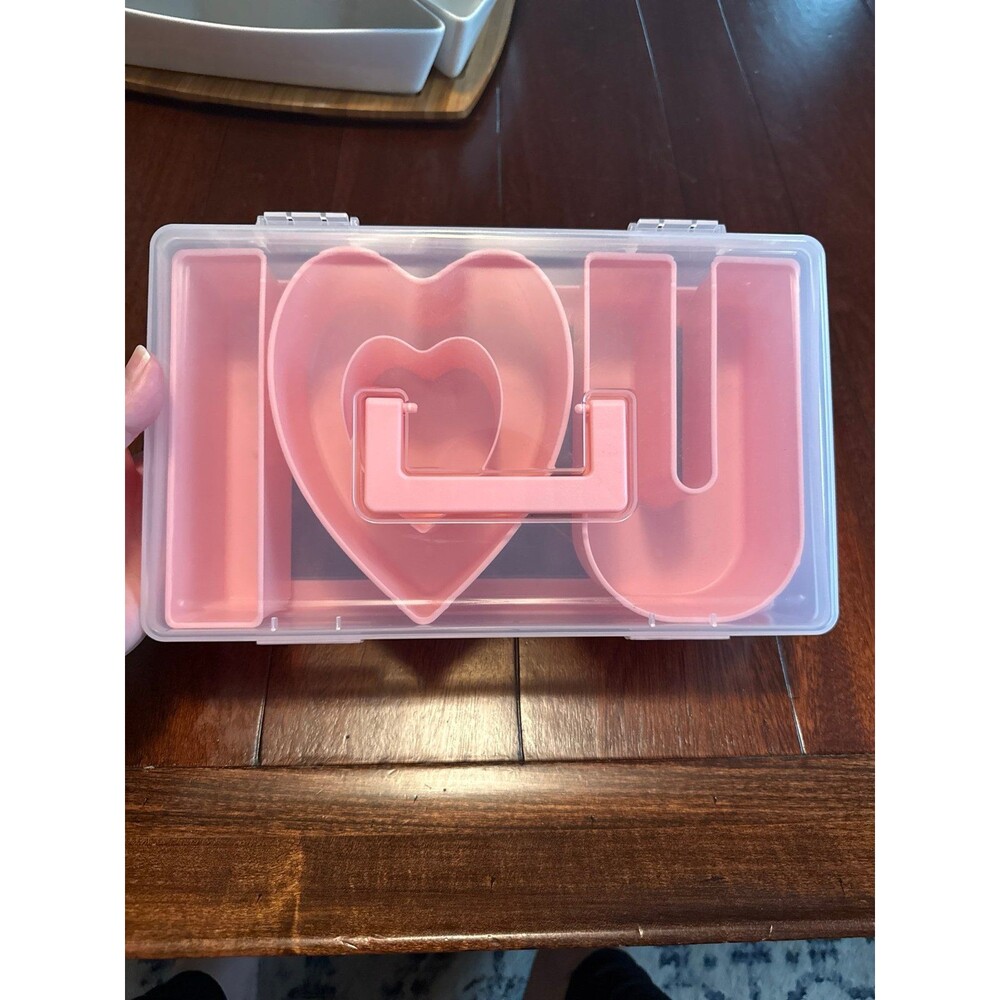 Pink "I Love You" Heart-Shaped Bento / Cookie Cutter or Container Set